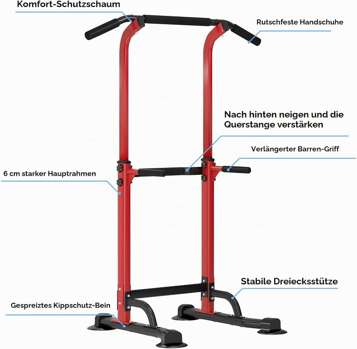 SDHYL Power Tower Kraftstation Klimmzugstange Dip-Stationen Höhe Verstellbar Schlingentraining Bauch