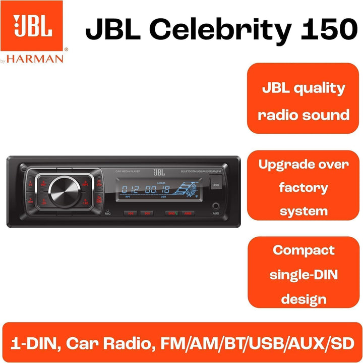 JBL Autoradio Bluetooth Celebrity 150 von Harman Kardon, 1 DIN 4 x 50W AM/FM Radio Mit Bluetooth Str