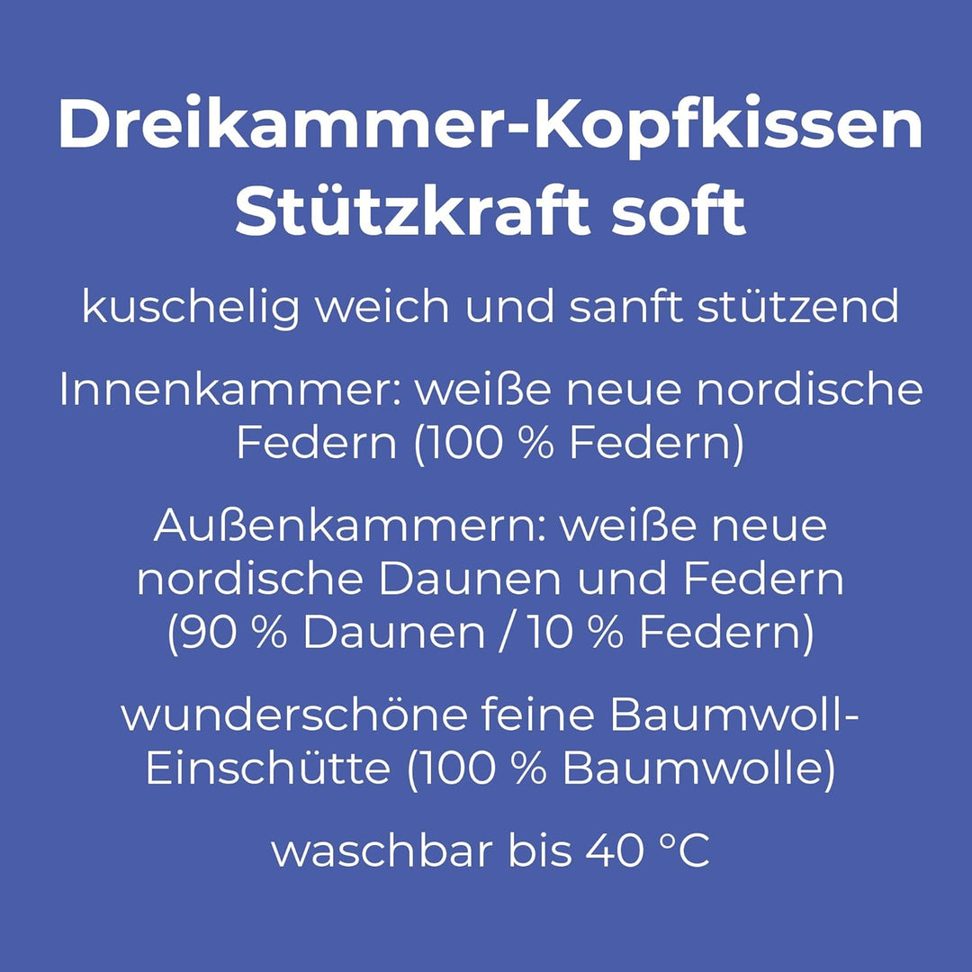 Centa-Star 7495.02 Classic Dreikammer-Kopfkissen-Soft 80 x 80 cm 1 Stück (1er Pack), 1 Stück (1er Pa