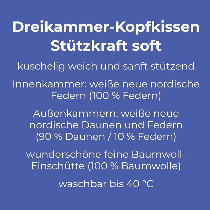 Centa-Star 7495.02 Classic Dreikammer-Kopfkissen-Soft 80 x 80 cm 1 Stück (1er Pack), 1 Stück (1er Pa