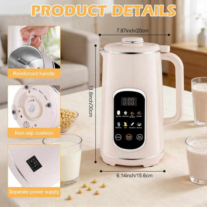 Nussmilchmaschine 8-in-1 mit Icon-Touchpanel, Pflanzenmilchbereiter 1200 ml mit Selbstreinigung, Tim