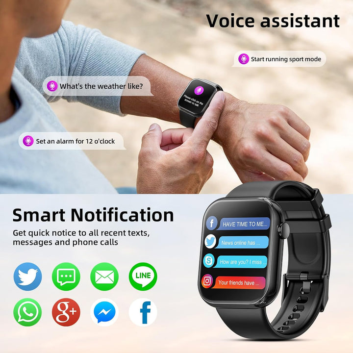 Hwagol Smartwatch Damen Herren, 1.85" Zoll Touchscreen Smart Watch mit Bluetooth Anrufe, Uhr Damen H