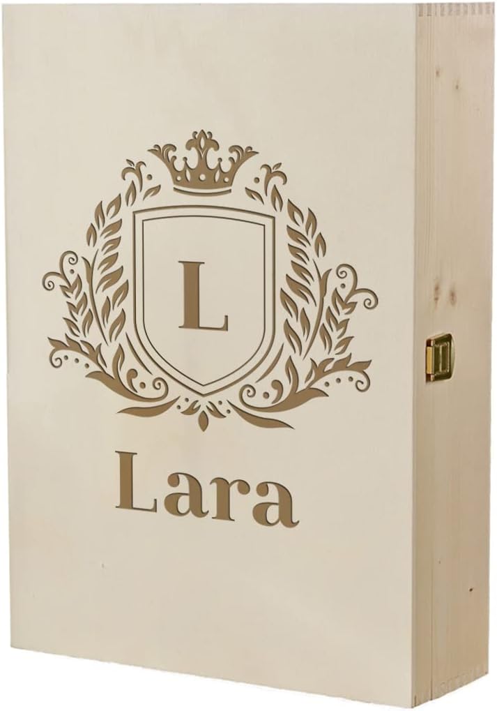 4-TLG Wein Geschenkset mit Wunschgravur - Motiv Wappen - personalisiert - 2X Weingläser 560 ml, 1x H