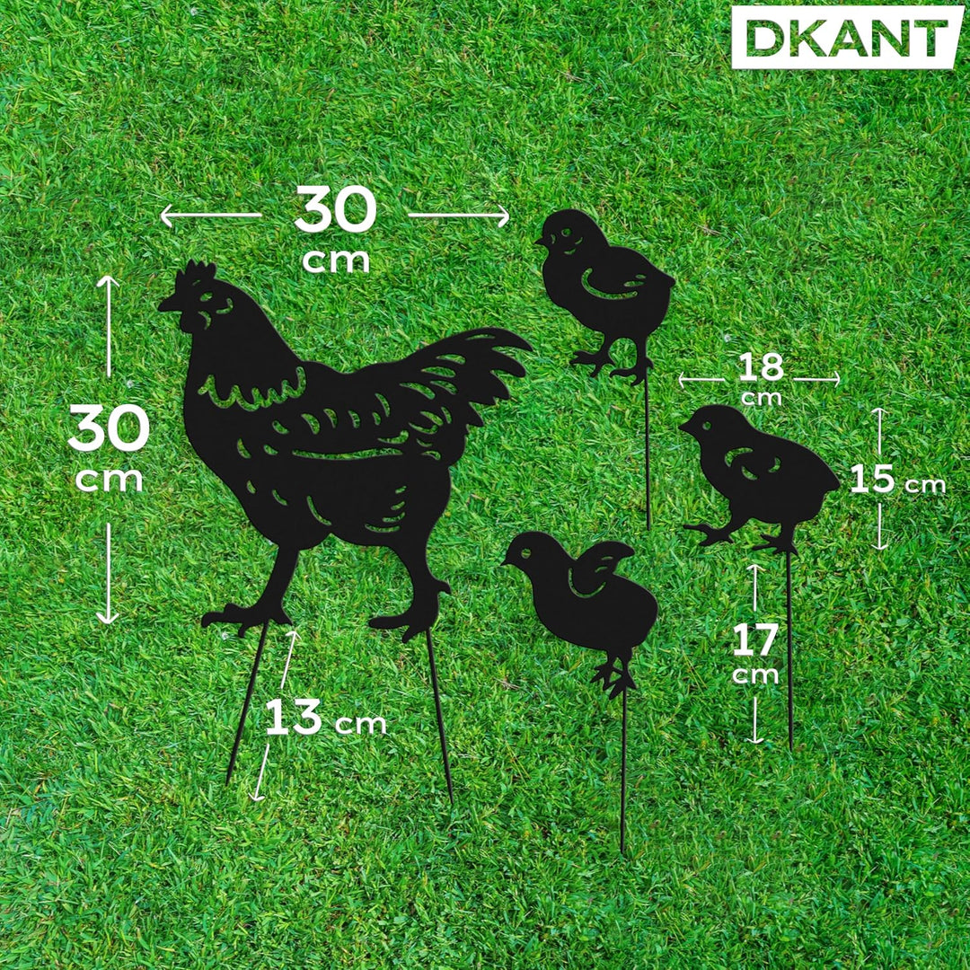 Gartenstecker - Metall Huhn - Rostfiguren für den Garten - Rostige Tiere - Dekorative Tiere für den