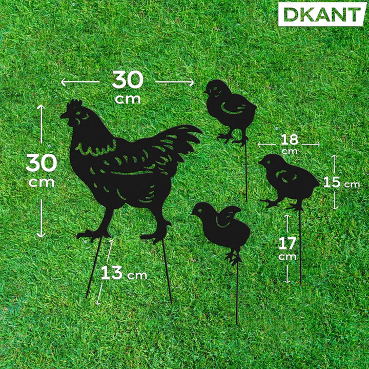 Gartenstecker - Metall Huhn - Rostfiguren für den Garten - Rostige Tiere - Dekorative Tiere für den