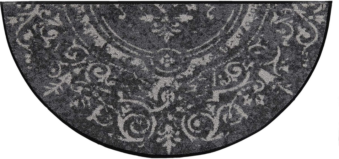 Salonloewe Amira Grey Fussmatte waschbar H42 x 085 cm Fussabtreter Schmutzfangmatte halbrund grau