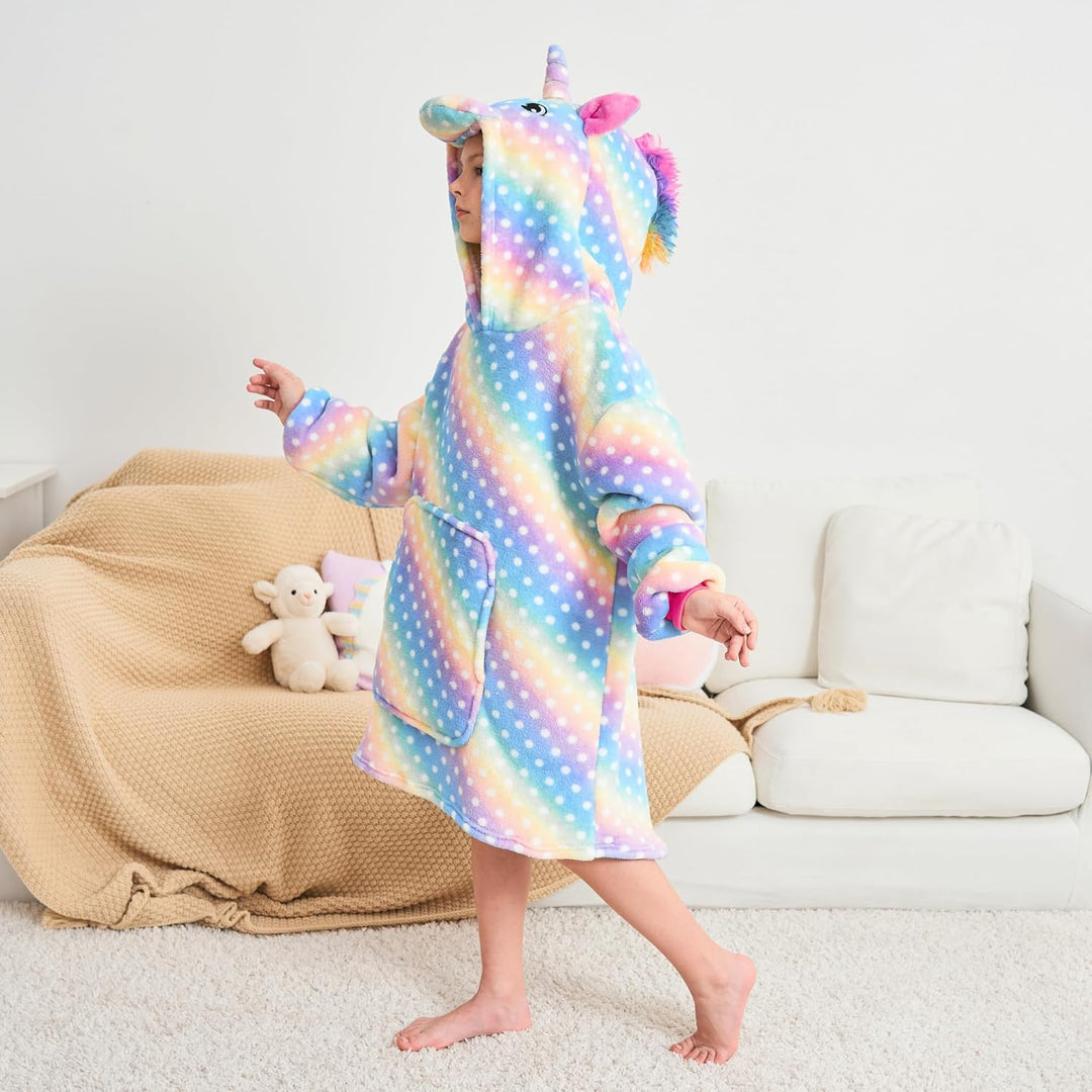 Einhorn Kapuzenpullover für Mädchen, Einhorn Kapuzensweatshirt, Übergrosse Hoodie Decke für Kinder R