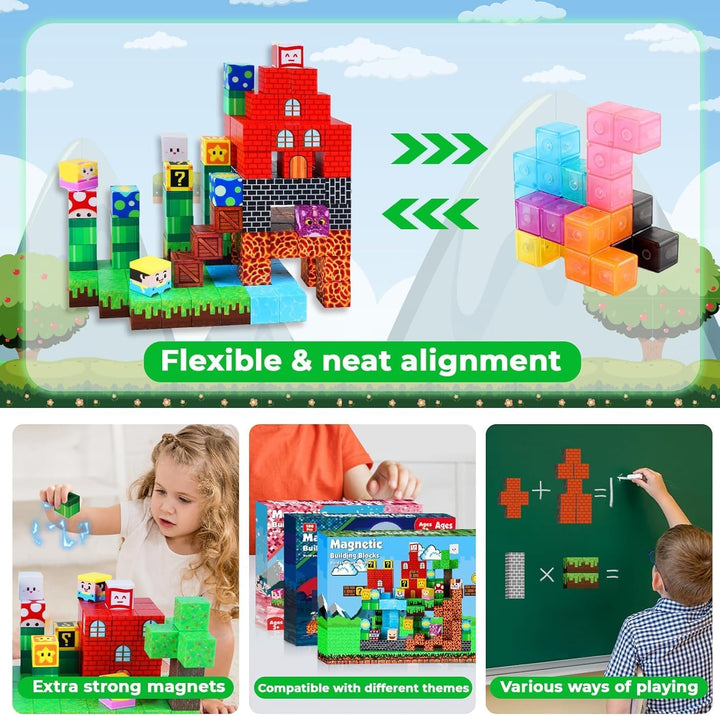 Magnetische Bausteine 150 Stück Magnetbausteine für Kinder Bauen Deine Abenteuerspiel Castle STEM Mo
