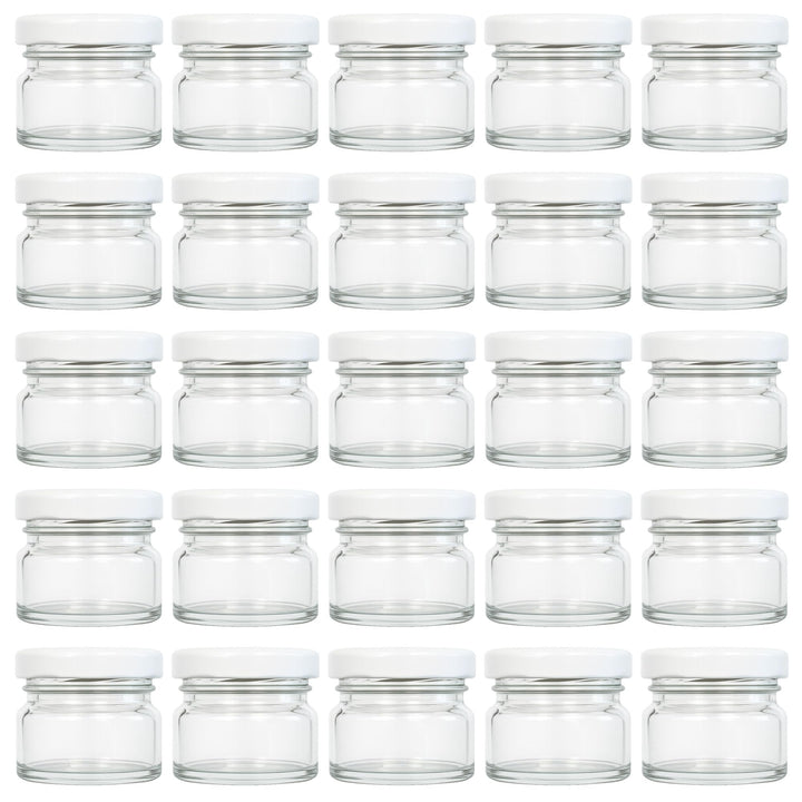 Vitrea 25x Mini Marmeladengläser 30 ml - mit Deckel Weiss TO 43 - kleine Einmachgläser zum befüllen
