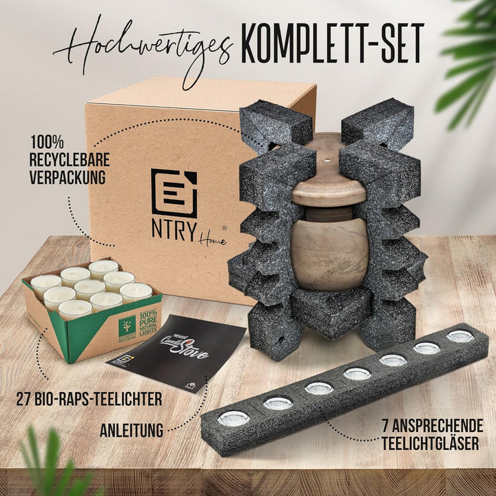 NTRY Home® CandleStove Teelichtofen - Stil Mercury XL Ø26 cm - Doppelwandig - 3Top Heater - Teelicht