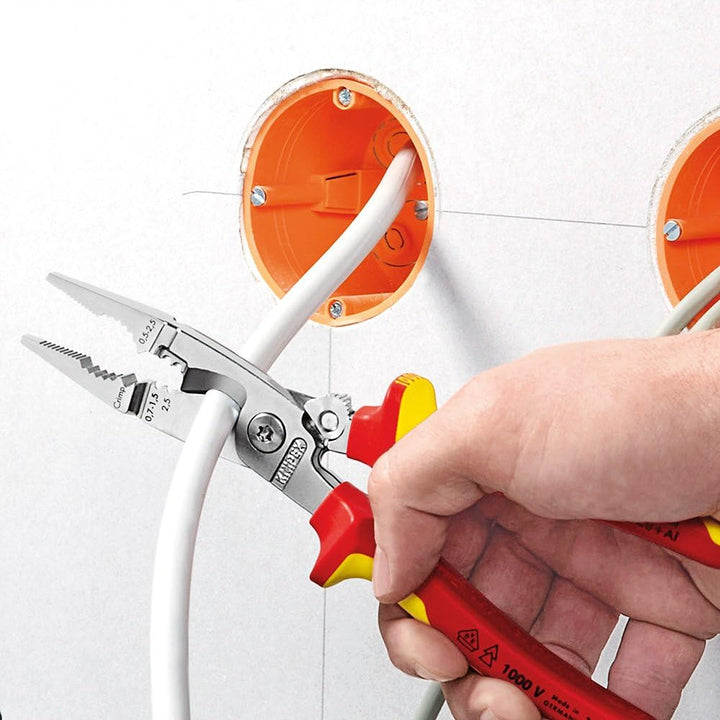 KNIPEX Elektro-Installationszange 1000V-isoliert (200 mm) 13 86 200 &amp; ErgoStrip Universal-Abmantelun