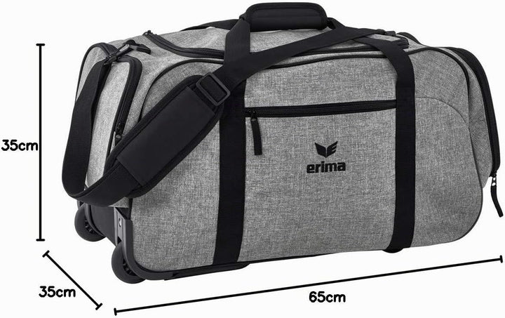 Erima Reisetasche Travel Line Rollentasche mit Bodenfach M Grau Melange/Schwarz, M Grau Melange/Schw