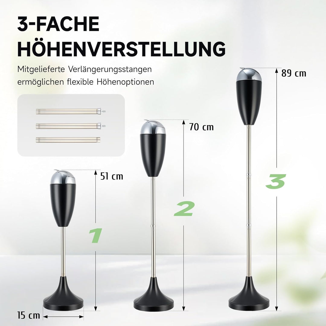 CO-Z Standaschenbecher Edelstahl Aschenbecher mit Deckel für Drinnen Höhenverstellbar Stand Aschenbe