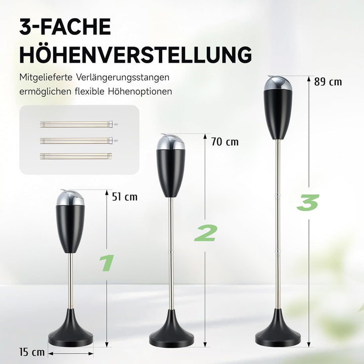 CO-Z Standaschenbecher Edelstahl Aschenbecher mit Deckel für Drinnen Höhenverstellbar Stand Aschenbe