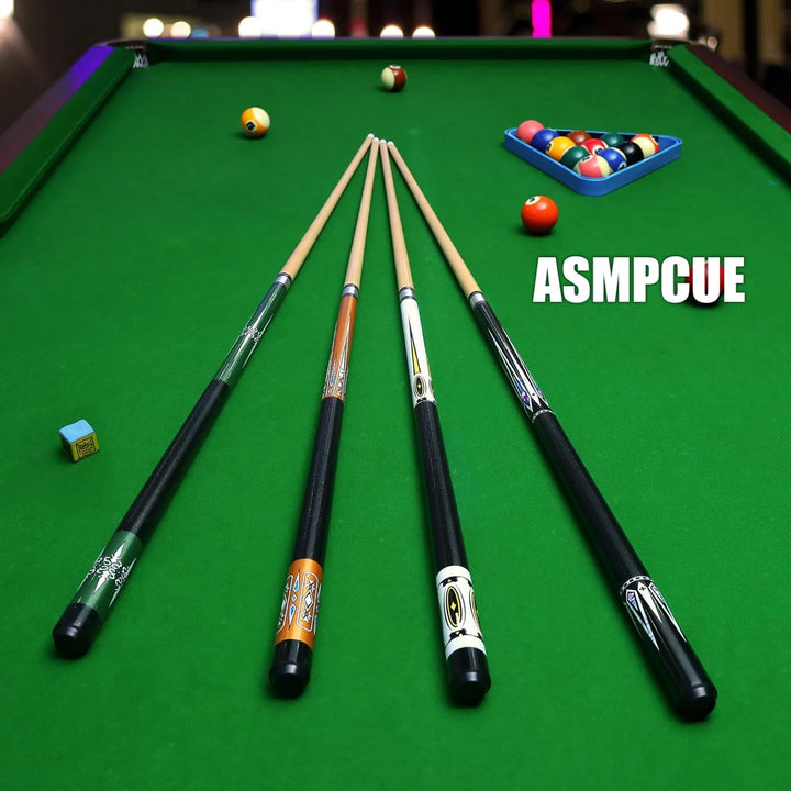 ASMPCUE Pool Queue, 58 Zoll Billard Queue Hardwood Pool Cue 13mm Spitzen für Professionelle Billards