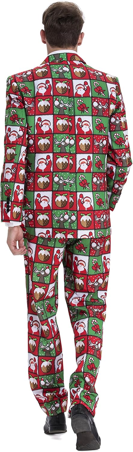 U LOOK UGLY TODAY Herren Lustige Weihnachtsanzüge für Weihnachten Party Kostüm Festliche Anzug aus S