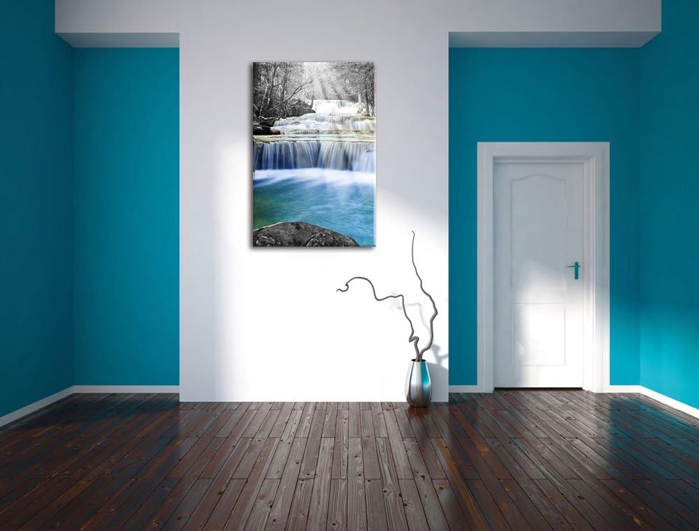Pixxprint Wilder Bach im Urwald als Leinwandbild/Grösse: 100x70 cm/Wandbild/Kunstdruck/fertig bespan