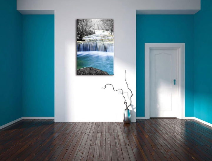 Pixxprint Wilder Bach im Urwald als Leinwandbild/Grösse: 100x70 cm/Wandbild/Kunstdruck/fertig bespan