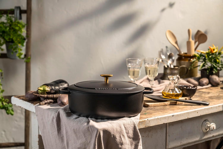 BALLARINI Bellamonte Auflaufform, Bräter, Dutch Oven, Emailliertes Gusseisen, Oval, 31 cm, 5,5 L, Sc