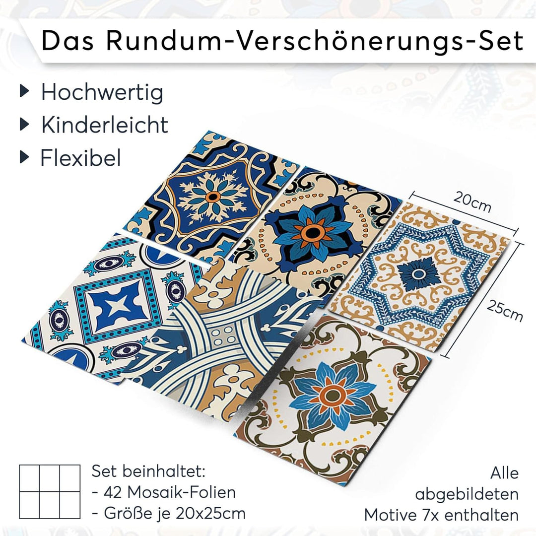 CREATISTO Mosaik-Fliesen Fliesensticker Fliesenfolie - Klebefolie Aufkleber für Fliesen I Klebeflies