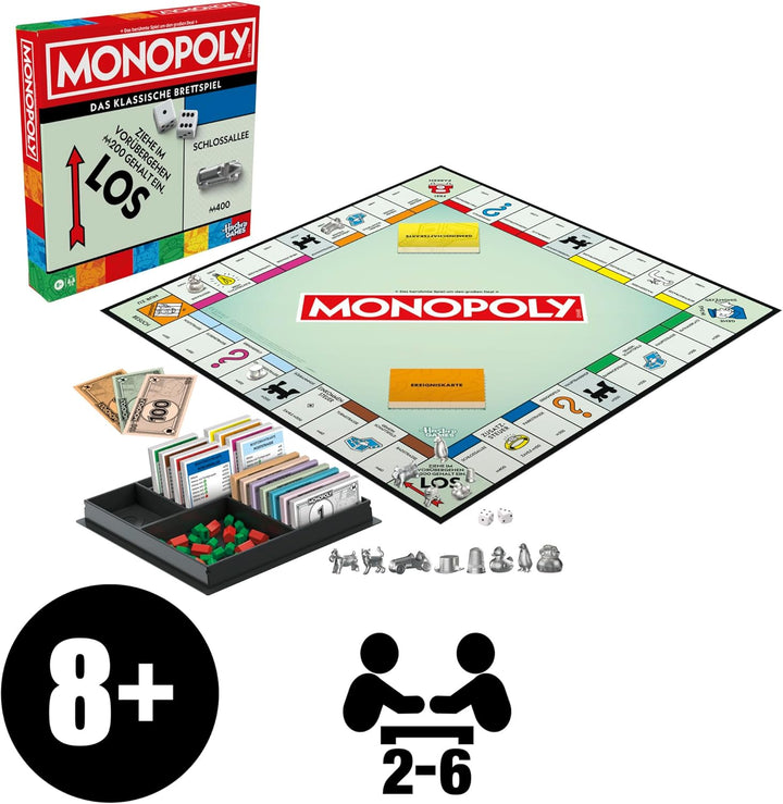 Monopoly Basisspiel mit Aufbewahrungsfach und grösseren Spielfiguren - Deutsche Fassung, Basisspiel