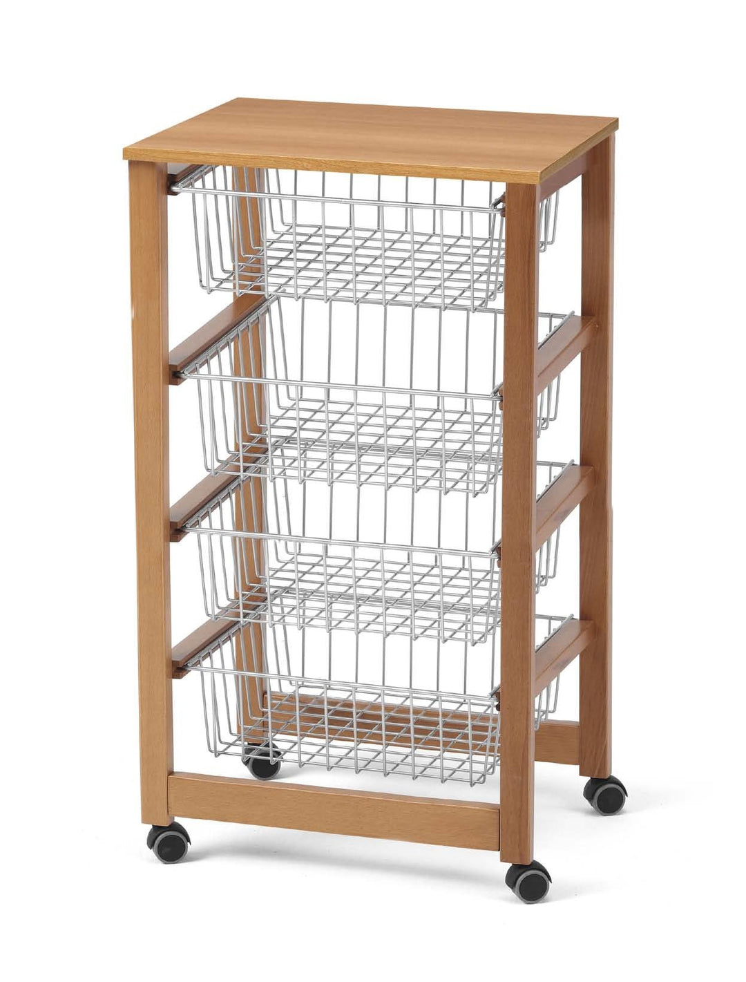 ARREDAMENTIITALIA Arredamenti Italia Küchenwagen GINGERONE, Holz - 4 Körbe - Farbe: Kirsche Holz AR-