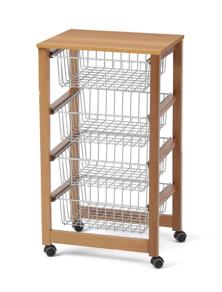 ARREDAMENTIITALIA Arredamenti Italia Küchenwagen GINGERONE, Holz - 4 Körbe - Farbe: Kirsche Holz AR-