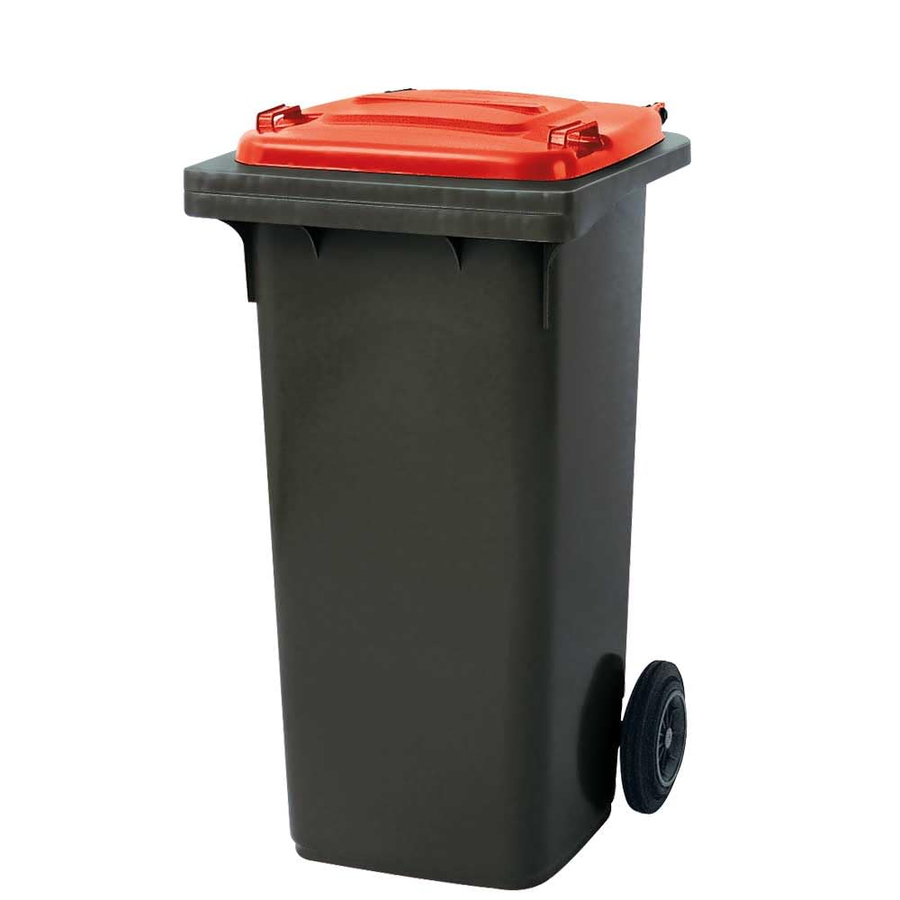 BRB Müllbehälter, Inhalt 120 Liter, Farbe anthrazit mit buntem Deckel, BxTxH 480 x 550 x 930 mm, PE-