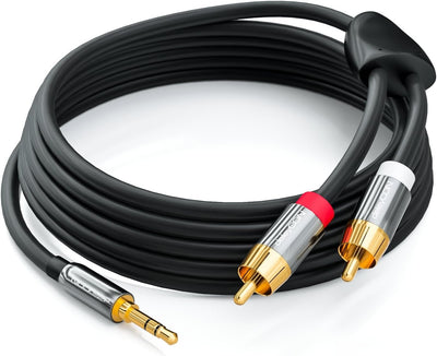 deleyCON 15m Klinkenkabel Cinch Kabel 3,5mm Klinke zu Cinch RCA Stereo Audio Kabel 1x Klinkenstecker