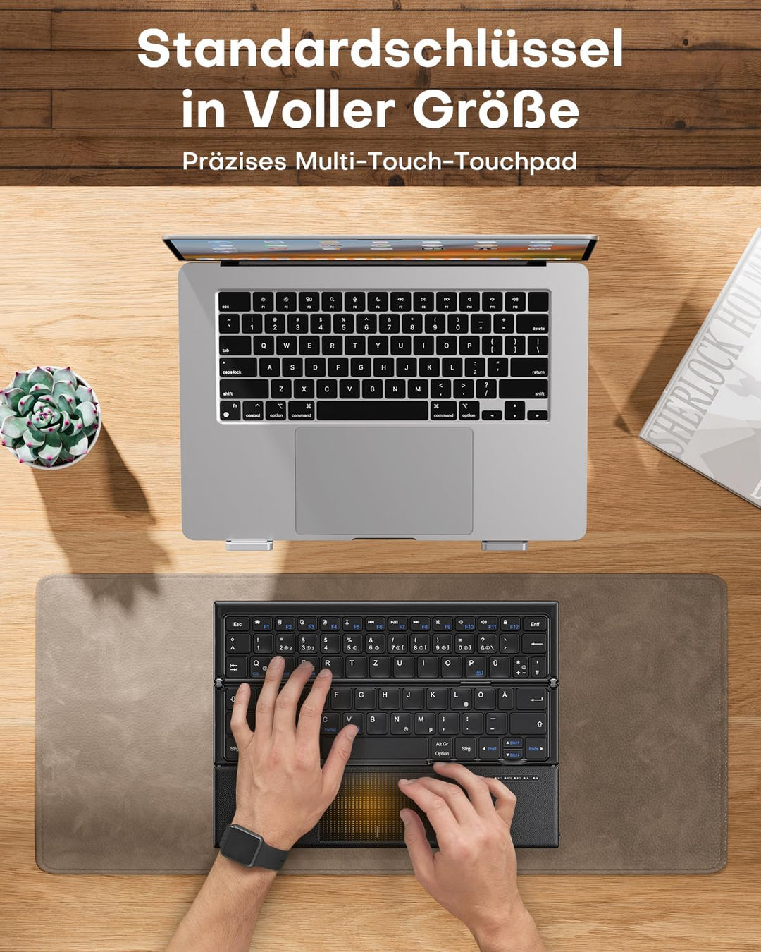 OMOTON Faltbare Bluetooth Tastatur mit Touchpad, Tragbare Kabellose Tastatur Mini Reise für iOS Andr