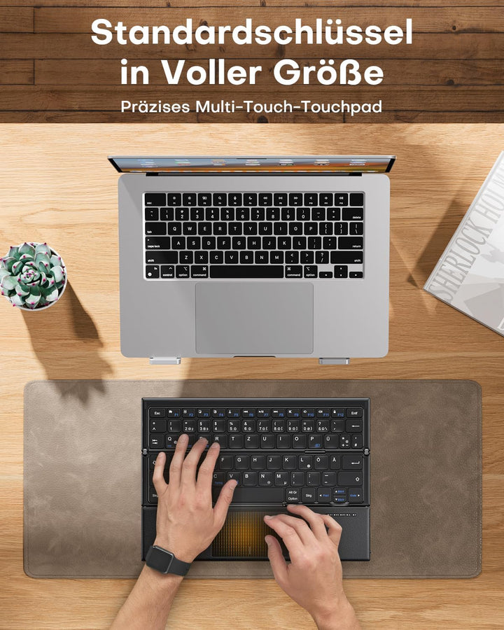 OMOTON Faltbare Bluetooth Tastatur mit Touchpad, Tragbare Kabellose Tastatur Mini Reise für iOS Andr