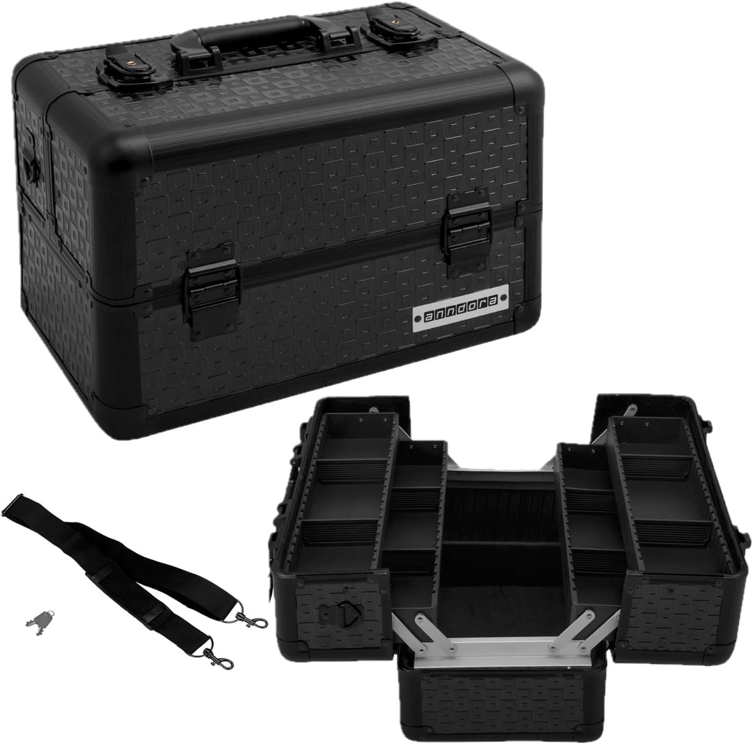 anndora Beauty Case Alu Kosmetikkoffer Schminkkoffer Werkzeugkoffer - Braun Karo Fs02 Braun /