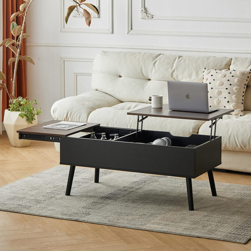 JanflyHome Höhenverstellbarer Couchtisch, Couchtisch mit Höhenverstellbarer Platte Lift Top, 2 Verst