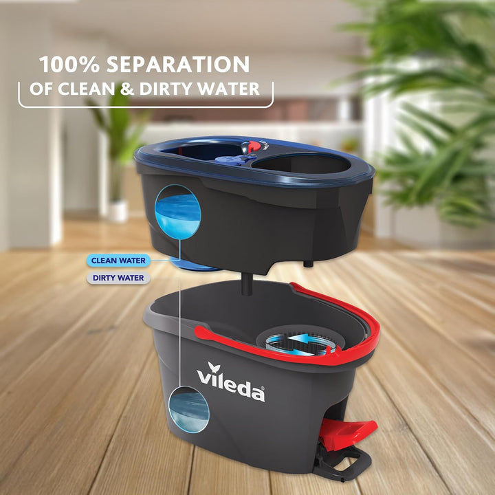 Vileda H2PrO Wischmopp Set mit Eimer| Innovatives Zweitanksystem zur Trennung von Frisch- und Schmut