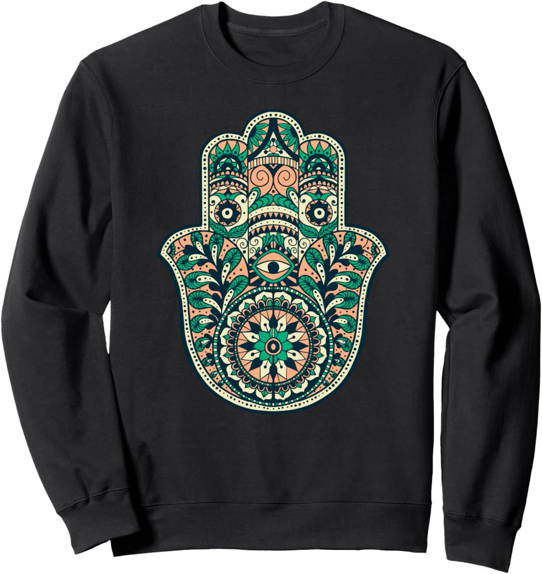 Hamsa Hand Der Fatima Orientalisch Islamisches Symbol Yoga Sweatshirt