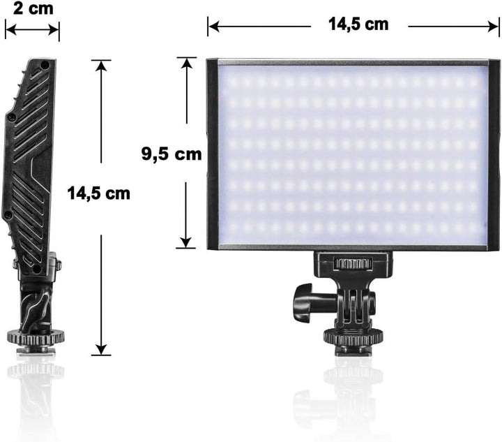 Walimex pro dimmbare On-Camera LED Videoleuchte & Fotolicht + Akku I 3.200-5.600K, 15W, 1500 LM I mo