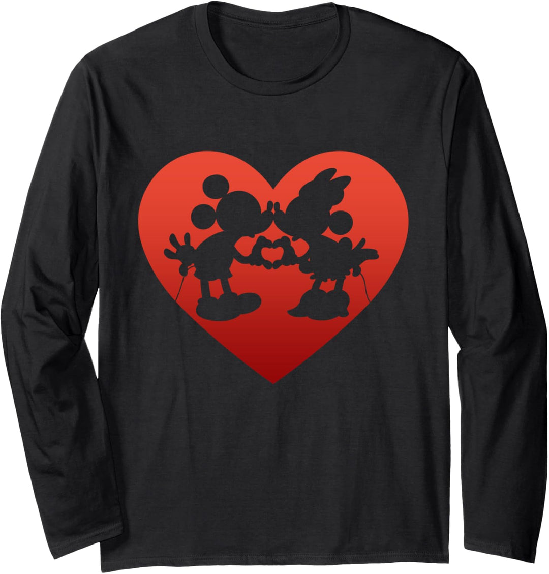 Disney Mickey and Minnie Heart Kiss Langarmshirt