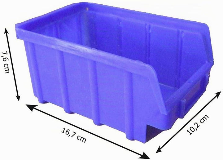 S&amp;S-Shop 80 Stück Stapelboxen – blau – Grösse 2 ( 102 x 167 x 76 mm ) - stapelbar / Sichtbox / Regal