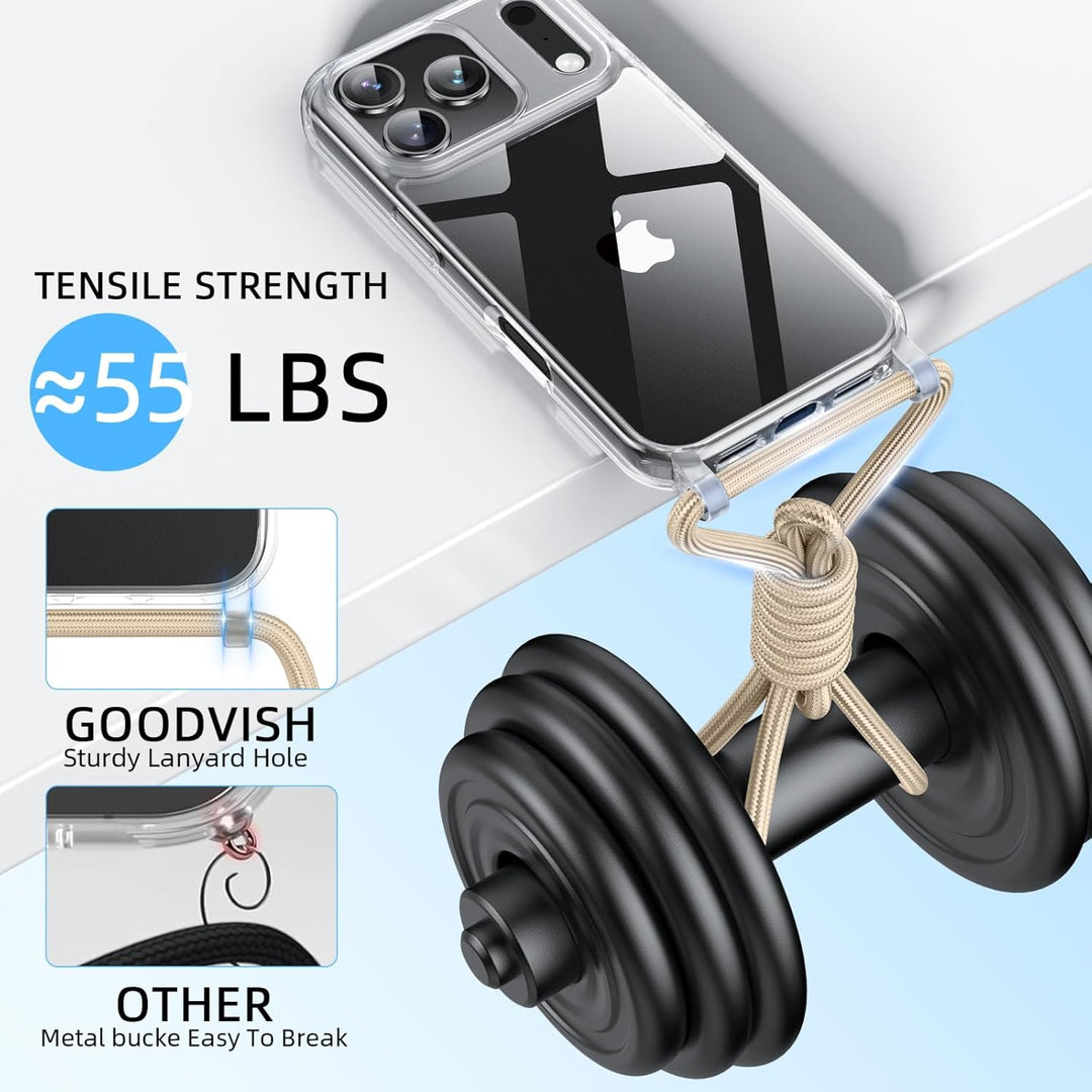 GOODVISH Handykette für iPhone 17 Pro Hülle mit Band, Kameraschutz und Bildschirmschutz, Necklace Ha