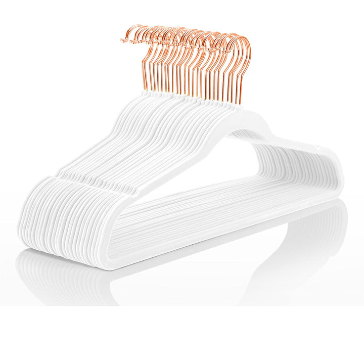 MIZGI premium samtaufhänger heavyduty nicht beleg-samt-anzug kleiderbügel weiss Weiss 50-Pack, Weiss