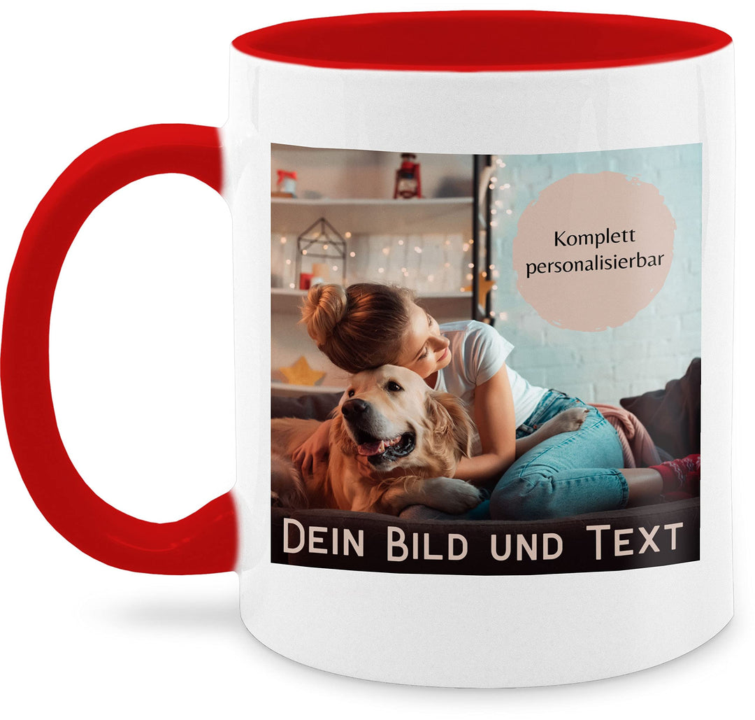 Tasse Tassen 325ml - eigenem - Foto Bild Geschenk I Dein Bild und Text - 325 ml - Rot - fototasse cu