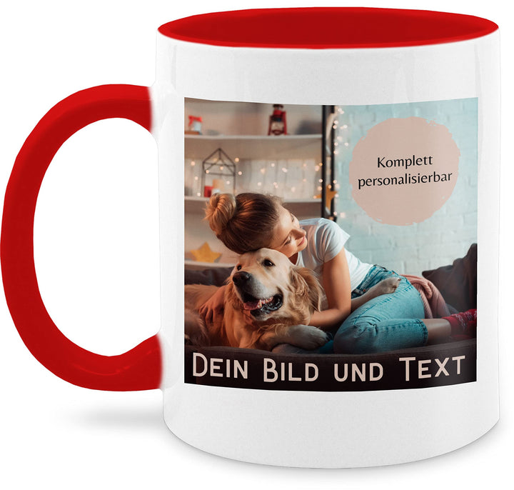 Tasse Tassen 325ml - eigenem - Foto Bild Geschenk I Dein Bild und Text - 325 ml - Rot - fototasse cu