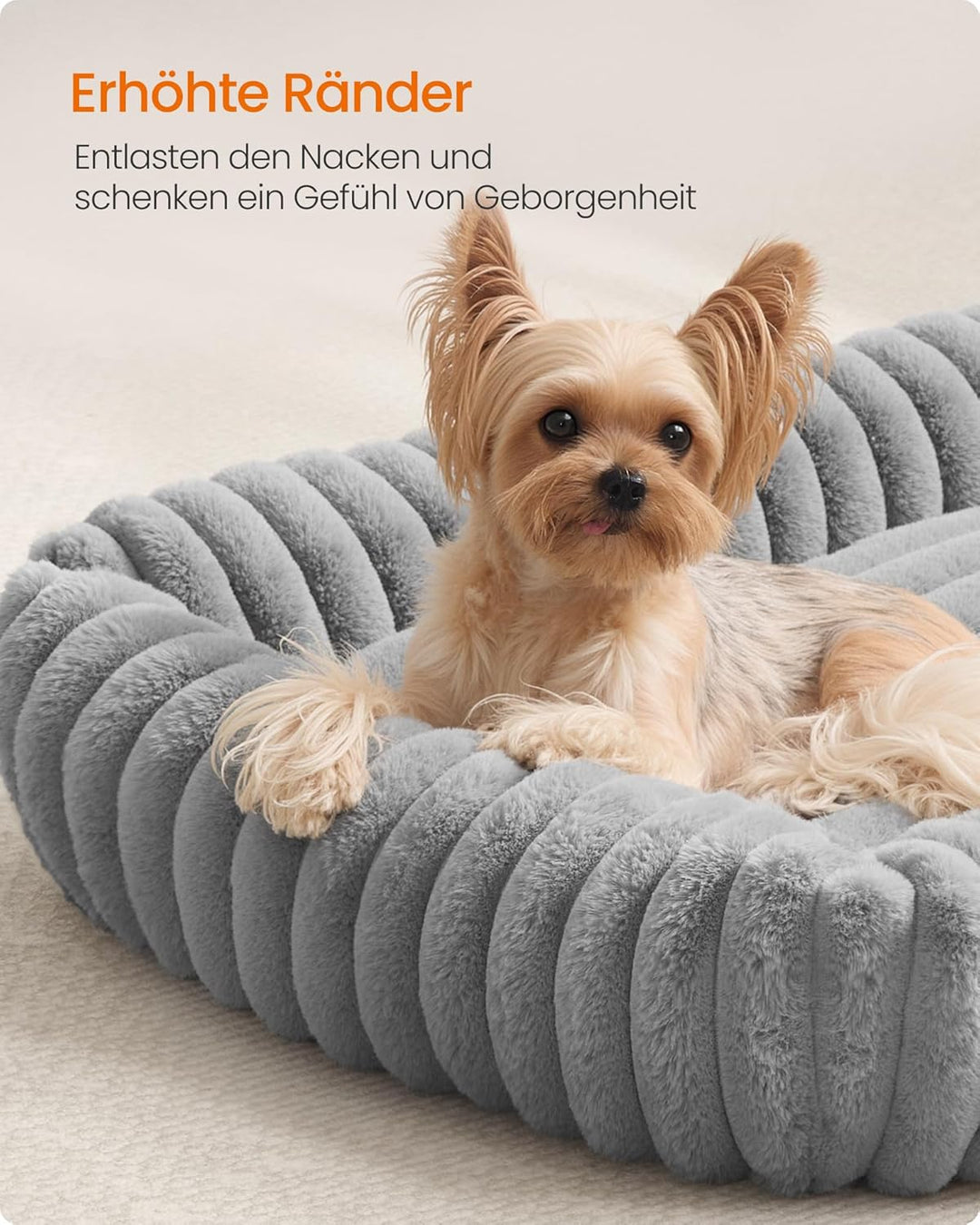 Feandrea Hundebett, mittelgrosses orthopädisches Hundekörbchen, Hundekissen waschbar, Flauschige Hun