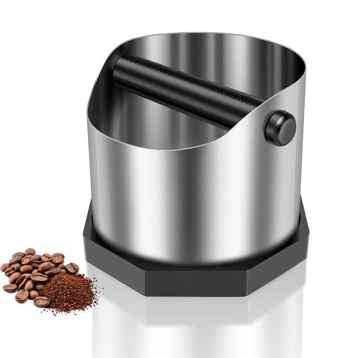 Abklopfbehälter Siebträger,Knock Box mit Abnehmbarer Abklopfskeule Espresso Klopfbox Barista Stil mi