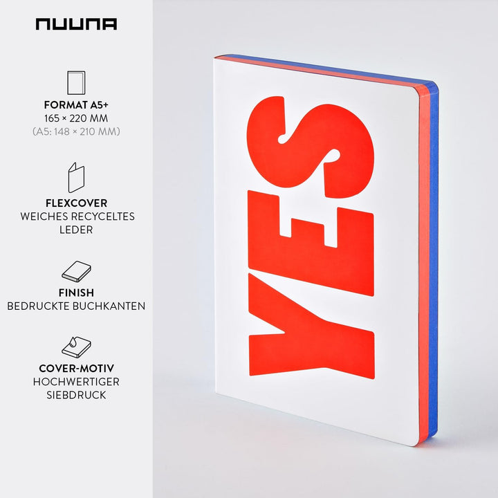 Nuuna Notizbuch A5+ | Graphic L - Yes - No | Dotted Journal | 3,5mm Punktraster | 256 nummerierte Se