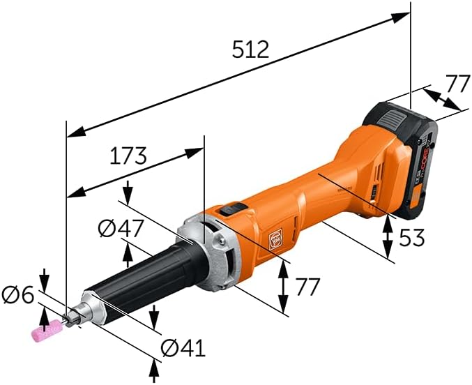 FEIN Akku-Geradschleifer AGSZ 18-280 LBL AS, 18V, leistungsstarker, für effektive Trenn-, Schleif- u