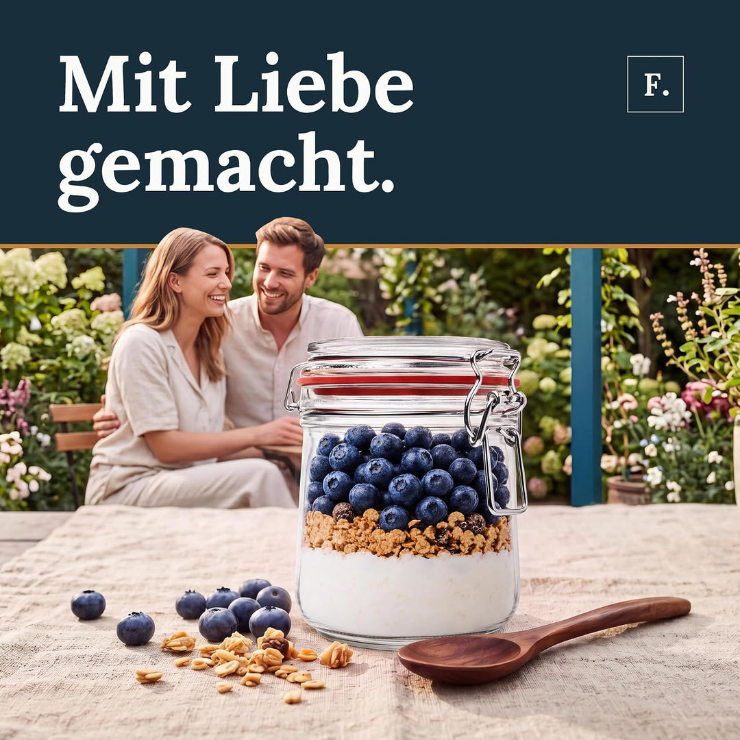 Flaschenbauer- 12 Drahtbügelgläser 800ml verwendbar als Einmachglas und Fermentierglas, zu Aufbewahr