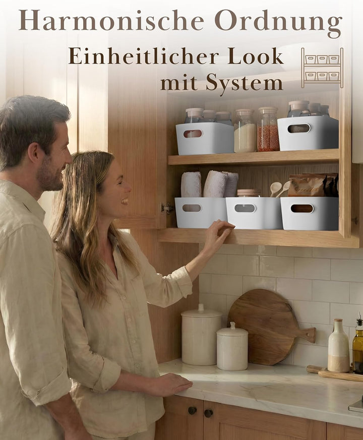VMbathrooms Aufbewahrungsboxen 10er Set Weiss 25cm | Robuster Küchen-Organizer & Allzweckbox (BPA-fr