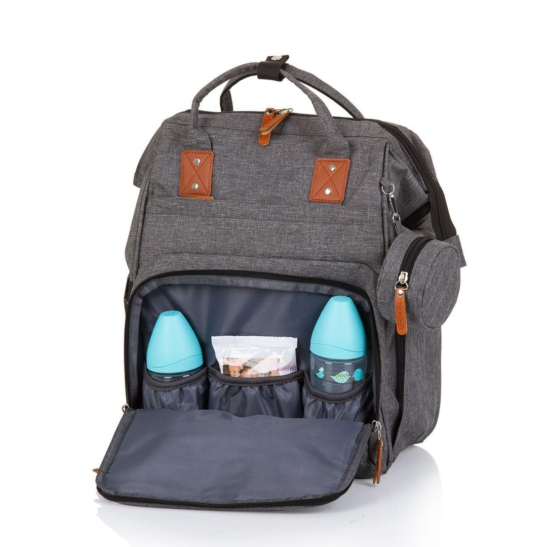 Chipolino Wickeltasche, Kinderwagen Rucksack Reissverschluss Schnullertasche, Farbe:grau, Grau