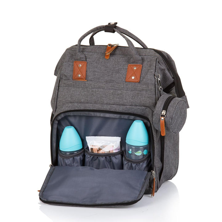 Chipolino Wickeltasche, Kinderwagen Rucksack Reissverschluss Schnullertasche, Farbe:grau, Grau